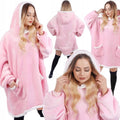 Patura tip hanorac, cu maneci, gluga si buzunare, material plus, marime universala, roz