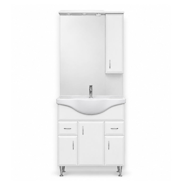 Leziter Set mobilier baie Bianca Plus 75, alb lucios, deschidere pe dreapta