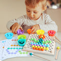 Leziter Joc de societate din lemn 3 în 1, puzzle cu bile, șah zburător