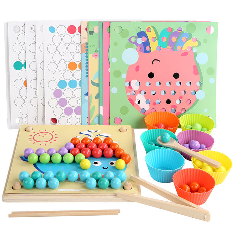 Leziter Puzzle imagine cu bile Jucărie Montessori din lemn