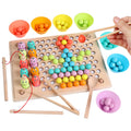 Leziter 2 în 1 Montessori jucărie din lemn de pescuit și puzzle cu bile