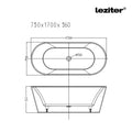 Leziter Cada freestanding Noa 170x75x56 cm, negru