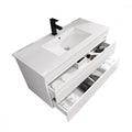 Leziter Set mobilier baie Cube 100 cu lavoar ceramic, oglinda, 2 sertare, 60x100 cm, vopsita in alb lucios