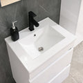 Leziter Set mobilier baie Cube 60 cu lavoar ceramic, oglinda, 2 sertare, 60x80 cm, vopsit in alb lucios