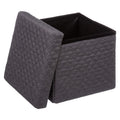 Taburet pliabil 5Five patrat cu spatiu de depozitare, MDF, 31x31x31 cm, gri inchis