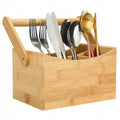 Organizator tacamuri si servetele 5Five Bamboo cu maner, bambus, 24x14x24 cm, natur