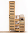 Etajera 5Five pentru spatii inguste, pe roti, 3 niveluri, bambus, 33x18x89 cm, natur