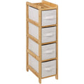 Dulap 5Five Tidy Box cu 5 rafturi, carton presat si bambus, 33x19x78 cm, bej