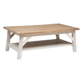 Masuta cafea Atmosphera Olbia cu 2 blaturi, MDF si acacia, 120x70x45 cm, alb