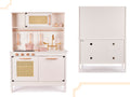 Bucatarie din lemn pentru copii 100x68x29 cm, cu accesorii si efecte luminoase, stil retro, MDF si plastic, boho, crem