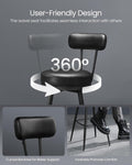 VASAGLE set 2 scaune de bar rotative 360°, cu spatar, inaltime 101 cm, piele sintetica, cadru otel, stil modern, negru