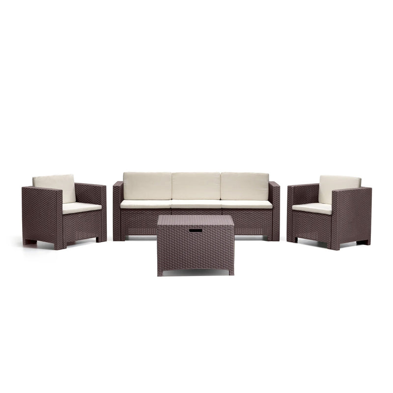 Leziter Set mobilier de grădină City cu 5 locuri, maro