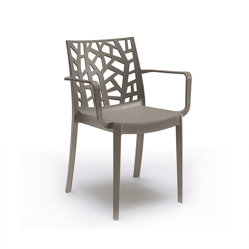 Leziter Scaun de grădină Trinity din plastic cu cotiere cappuccino