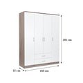 Leziter Dulap Miami 160x205 cm alb-stejar York