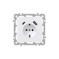 Leziter Priză de curent Nova cu împământare și conector USB 2A alb