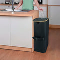 Leziter Colector selectiv de sticle cu două compartimente 140l negru