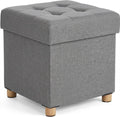 SONGMICS Taburet pliabil cu sezut moale, spatiu de depozitare, maxim 300kg, 38x38x40cm, gri