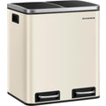SONGMICS Cos de gunoi dublu 41x32x47 cm, 2x15L, pedale separate, capac soft-close si galeata detasabila, bej si negru