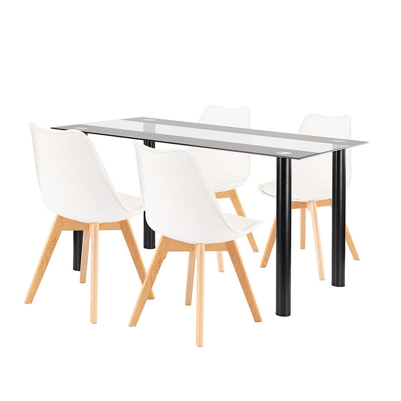 Leziter Set de sufragerie Zelma 4+1 alb-negru