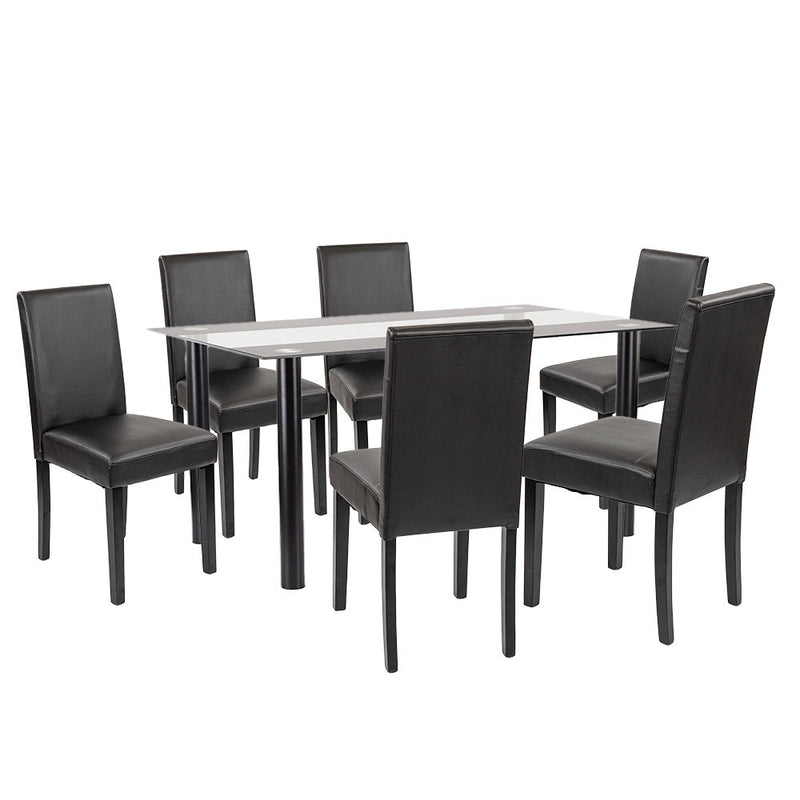 Leziter Set de masă Cadiz 6+1 negru-negru
