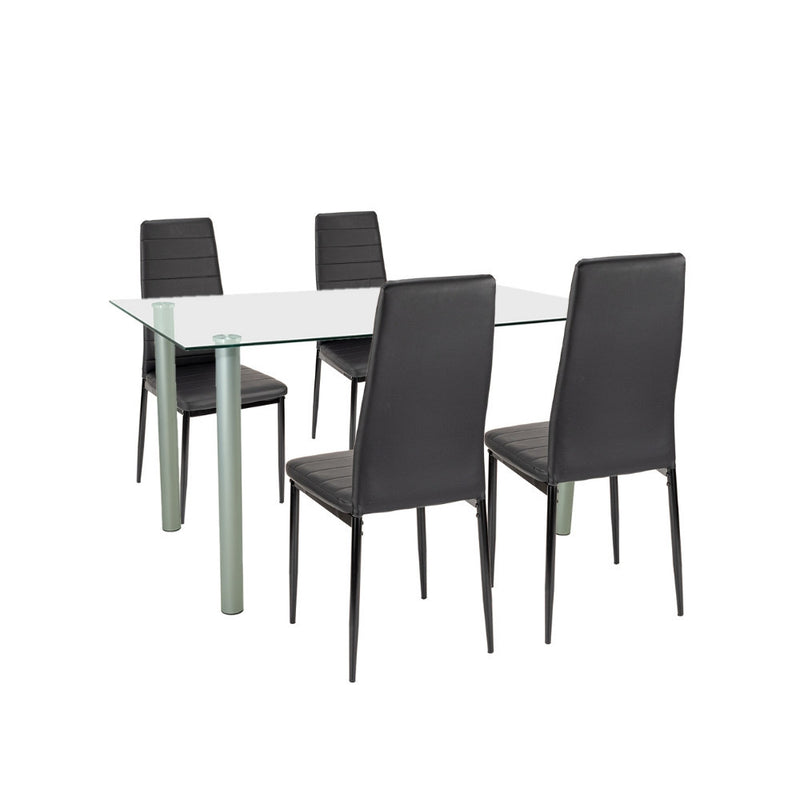 Leziter Set de masă Verna 4+1 negru-negru