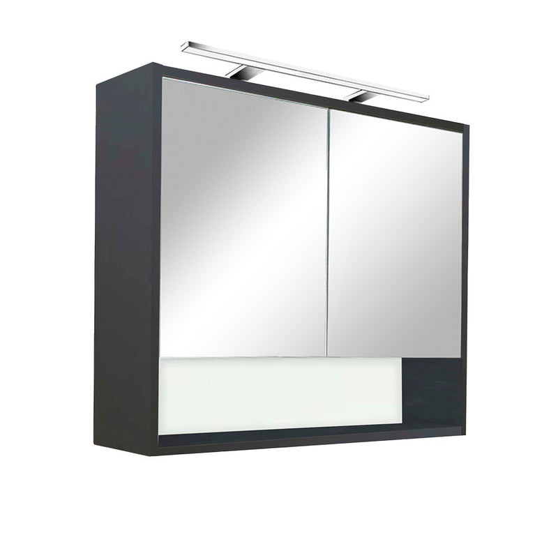 Leziter Dulap baie cu oglinda Luna 80, suspendat, antracit