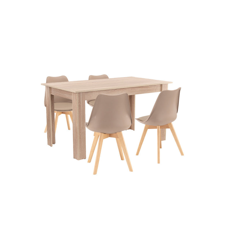 Leziter Set de masă Zara 4+1 bej-stejar Sonoma