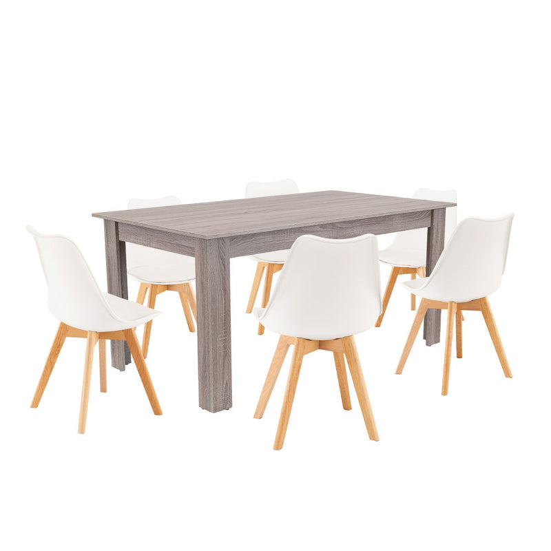 Leziter Set de masă Lola 6+1 alb-stejar York