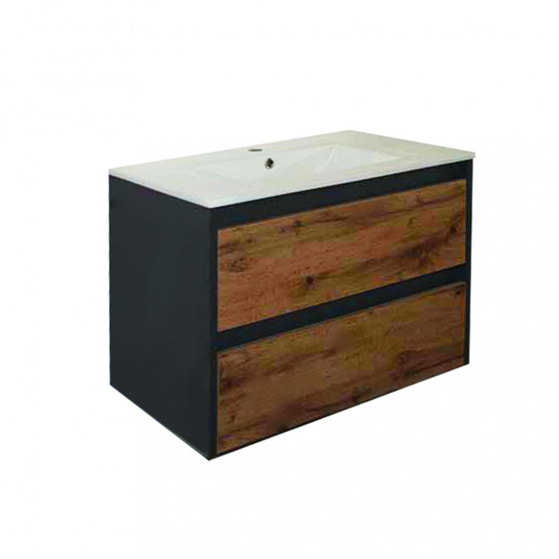Leziter Masca chiuveta baie Porto 80 cu lavoar, antracit-stejarului rustic