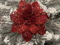Set 10 ornamente pentru bradul de Craciun, stea Poinsettia, 10cm, rosu