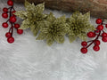 Set 10 ornamente pentru bradul de Craciun, stea Poinsettia, 14cm, auriu
