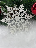 Decoratiune brad fulg de zapada, set 3 bucati, 12cm, alb