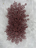 Decoratiune brad fulg de zapada, set 12 bucati, 10cm, roz