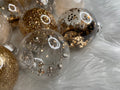 Set globuri de Craciun Inedit, 30 bucati, 6cm, transparente si auriu