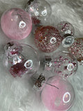 Set globuri de Craciun Inedit, 24 bucati, 5cm, transparente si roz pal