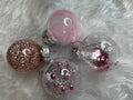 Set globuri de Craciun Inedit, 24 bucati, 5cm, transparente si roz pal