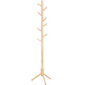 VASAGLE Cuier lemn masiv 47x47x175 cm, 8 carlige si inaltime reglabila, baza triunghiulara, natur