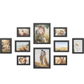 SONGMICS set rame foto 10 buc, 28x24 / 21x16 / 18x13 cm, negru, montaj perete sau birou, MDF si plastic