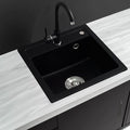 Leziter Chiuvetă pătrată Nia din granit, cu o singură cuvă, neagră