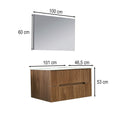 Leziter Set mobilier baie Trent 100 cu lavoar, oglinda, 2 sertare, 60x100 cm, stejar apus de soare