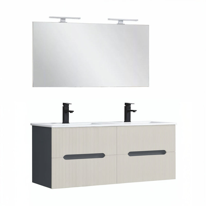 Leziter Set mobilier baie Trent 120 cu lavoar, oglinda, 60x120 cm, antracit gri-alb