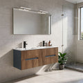 Leziter Trent Mobilier de baie 120 cm chiuvetă ceramică cu oglindă 60x120 cm gri antracit - stejar înserat