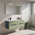 Leziter Trent Mobilier de baie 120 cm lavoar ceramic cu oglindă 60x120 cm gri antracit-verde fistic
