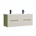 Leziter Masca chiuveta baie Trent 120 cu lavoar, 4 sertare, verde deschis-alb