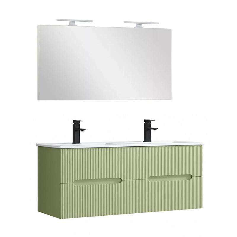 Leziter Set mobilier baie Trent 120 cu lavoar, oglinda 60x120 cm, verde deschis