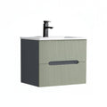 Leziter Trent 60 dulap de baie inferior cu chiuvetă ceramică (2 sertare) gri antracit-verde-oliv