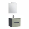 Leziter Trent Mobilier de baie 60 cm lavoar ceramic (2 sertare) cu oglindă 60x80 cm gri antracit-verde-oliv