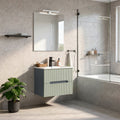 Leziter Trent Mobilier de baie 60 cm lavoar ceramic (2 sertare) cu oglindă 60x80 cm gri antracit-verde-oliv