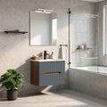 Leziter Dulap de baie inferior Trent 60 cu chiuvetă ceramică (2 sertare) stejar sunset-gri antracit