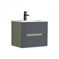 Leziter Trent 60 dulap de baie inferior cu chiuvetă ceramică (2 sertare) verde măslin-gri antracit